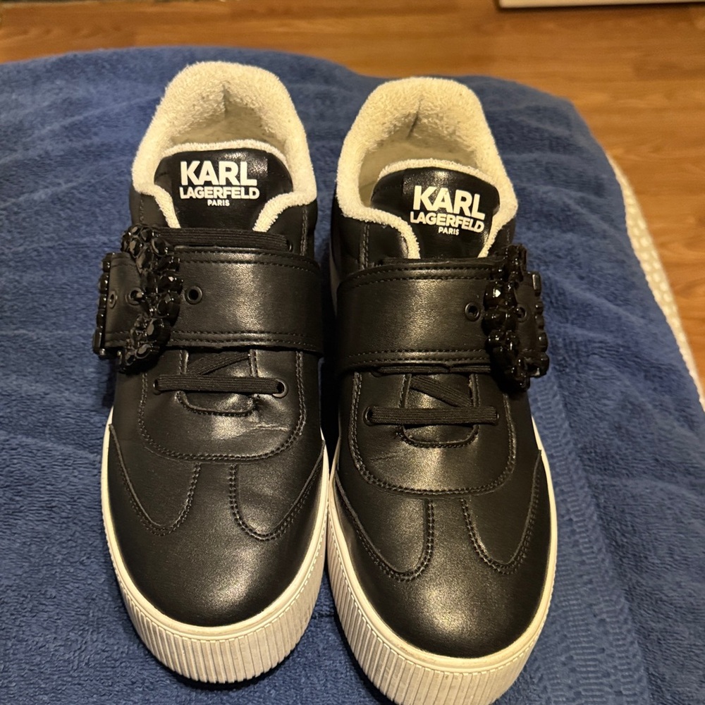 Karl Lagerfeld Kids Black Sneakers with Cream Lining